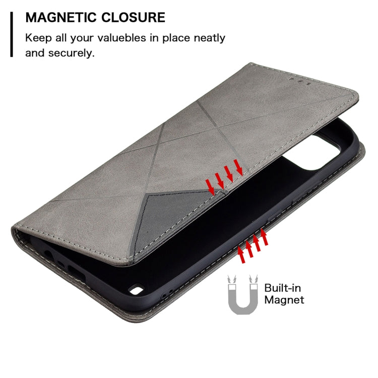 For OPPO Realme C21 / C20 Rhombus Texture Horizontal Flip Magnetic Leather Case with Holder & Card Slots