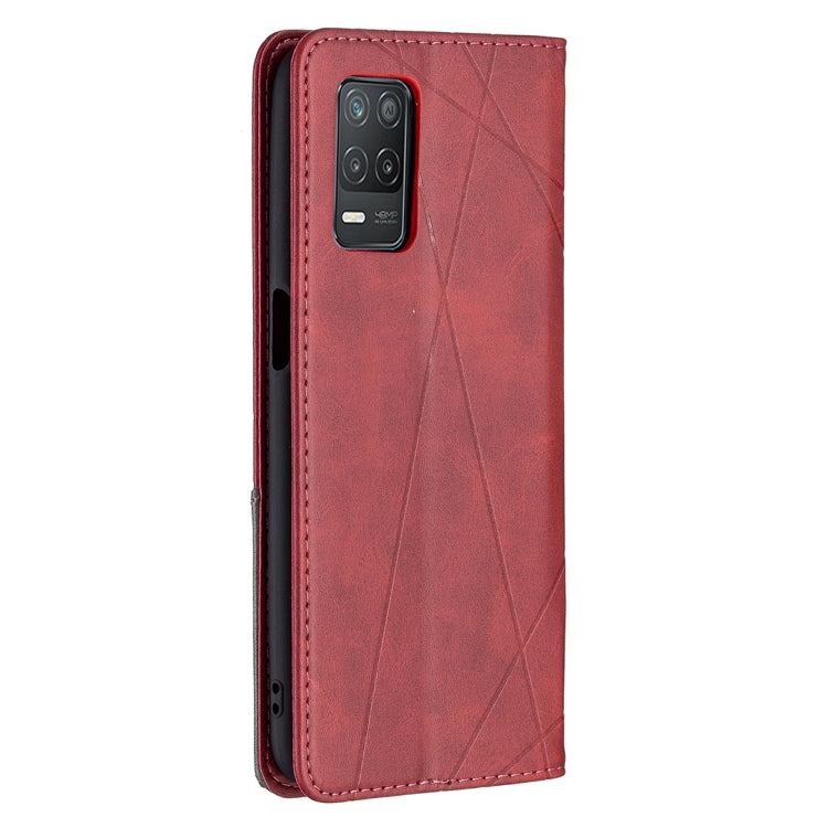 For OPPO Realme 8 5G / V13 Rhombus Texture Horizontal Flip Magnetic Leather Case with Holder & Card Slots
