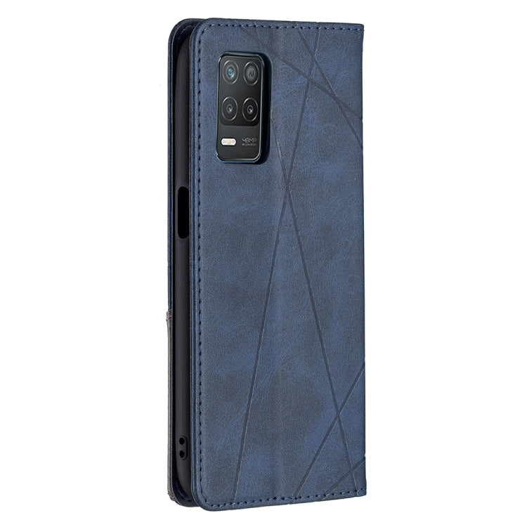For OPPO Realme 8 5G / V13 Rhombus Texture Horizontal Flip Magnetic Leather Case with Holder & Card Slots