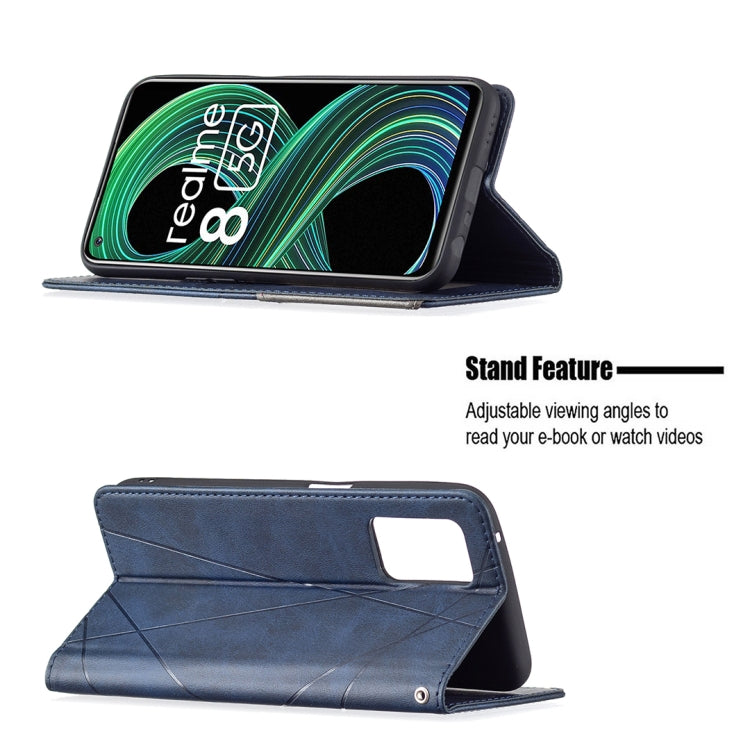 For OPPO Realme 8 5G / V13 Rhombus Texture Horizontal Flip Magnetic Leather Case with Holder & Card Slots