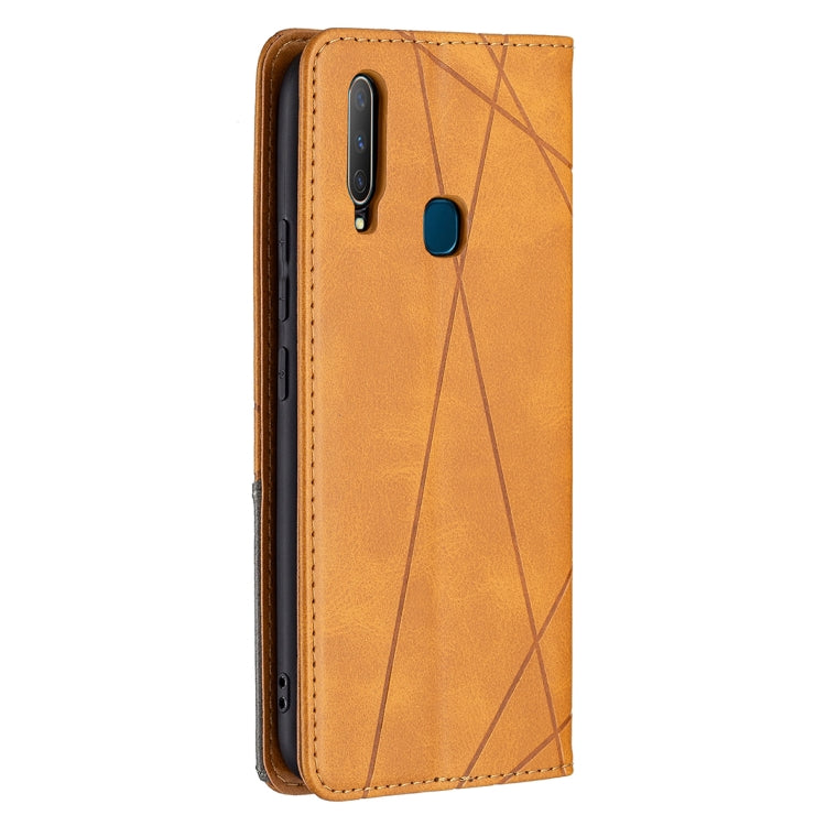 For vivo Y11/Y15/Y12/Y17 Rhombus Texture Horizontal Flip Magnetic Leather Case with Holder & Card Slots