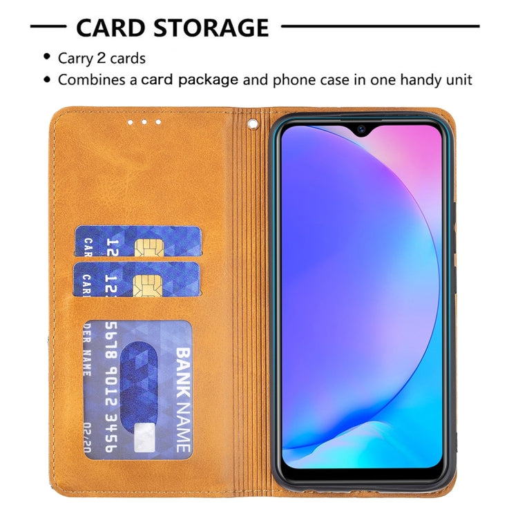 For vivo Y11/Y15/Y12/Y17 Rhombus Texture Horizontal Flip Magnetic Leather Case with Holder & Card Slots