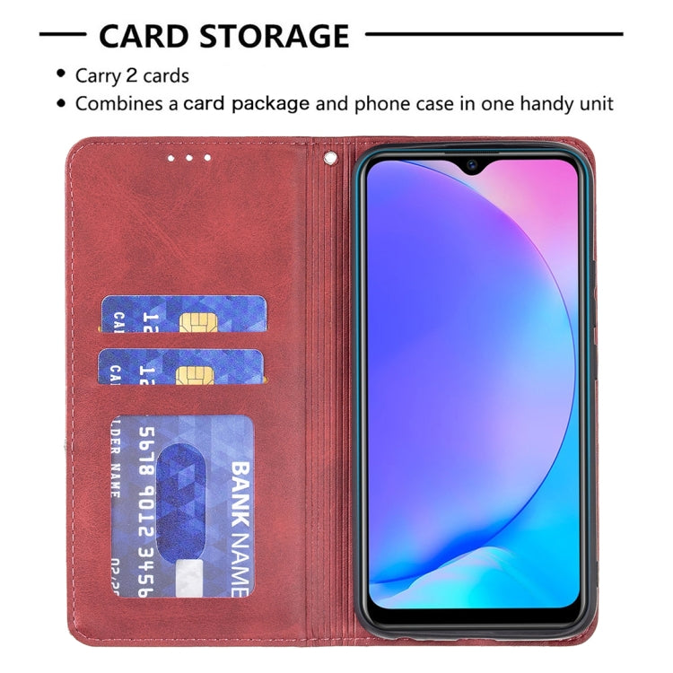 For vivo Y11/Y15/Y12/Y17 Rhombus Texture Horizontal Flip Magnetic Leather Case with Holder & Card Slots