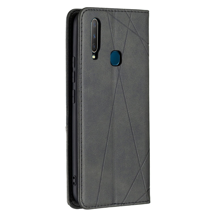 For vivo Y11/Y15/Y12/Y17 Rhombus Texture Horizontal Flip Magnetic Leather Case with Holder & Card Slots