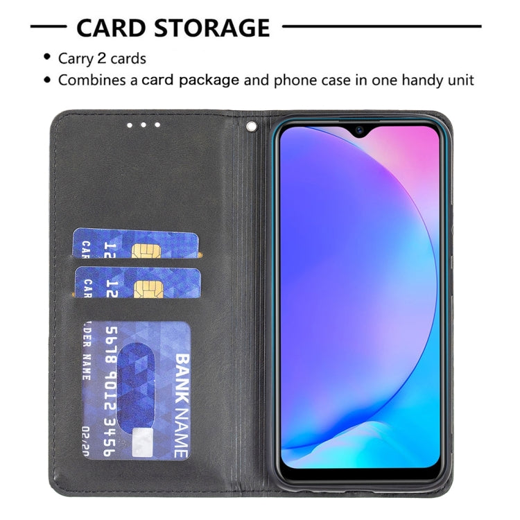For vivo Y11/Y15/Y12/Y17 Rhombus Texture Horizontal Flip Magnetic Leather Case with Holder & Card Slots