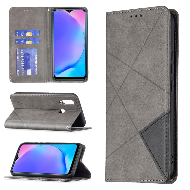 For vivo Y11/Y15/Y12/Y17 Rhombus Texture Horizontal Flip Magnetic Leather Case with Holder & Card Slots