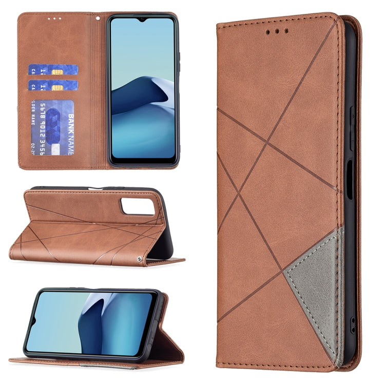 For vivo Y20 Rhombus Texture Horizontal Flip Magnetic Leather Case with Holder & Card Slots