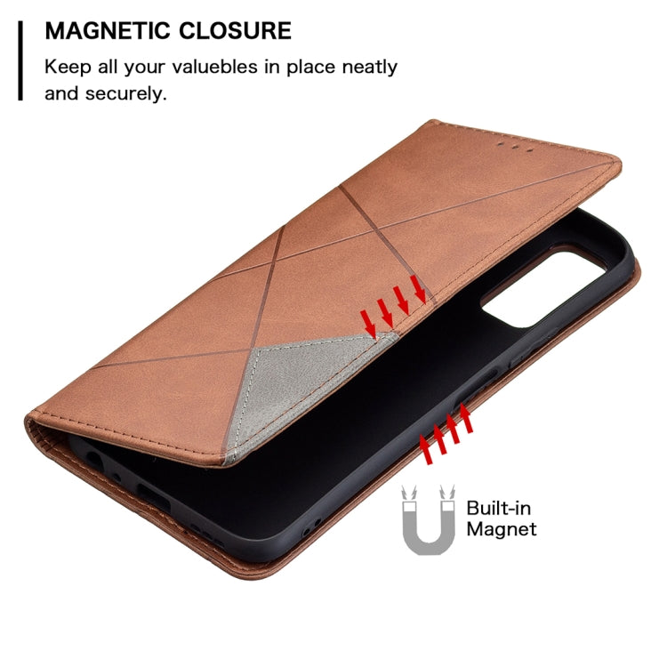 For vivo Y20 Rhombus Texture Horizontal Flip Magnetic Leather Case with Holder & Card Slots