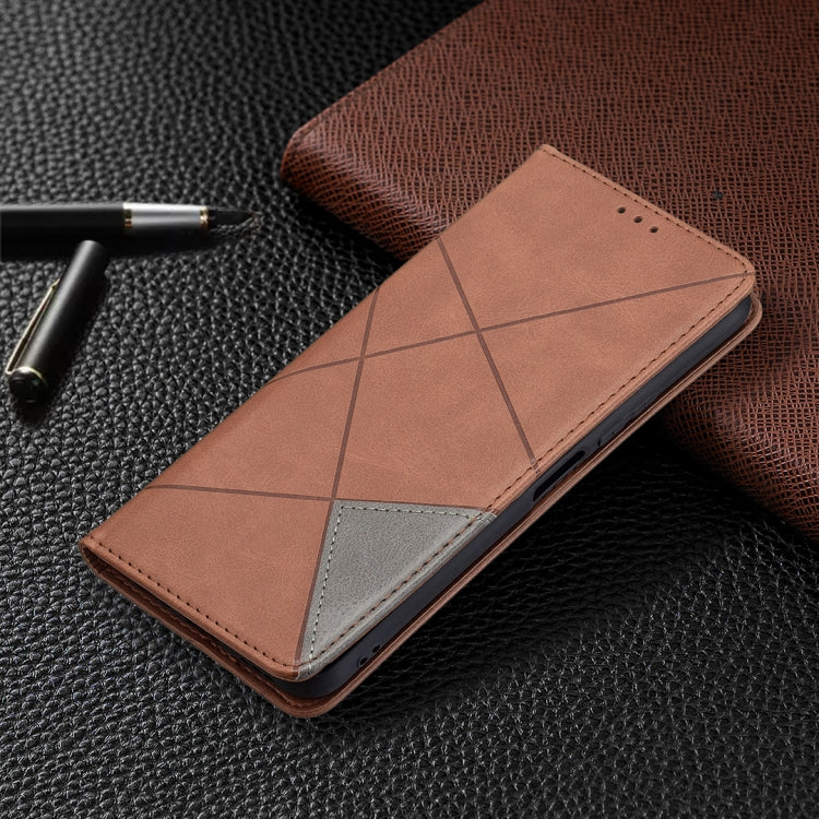 For vivo Y20 Rhombus Texture Horizontal Flip Magnetic Leather Case with Holder & Card Slots