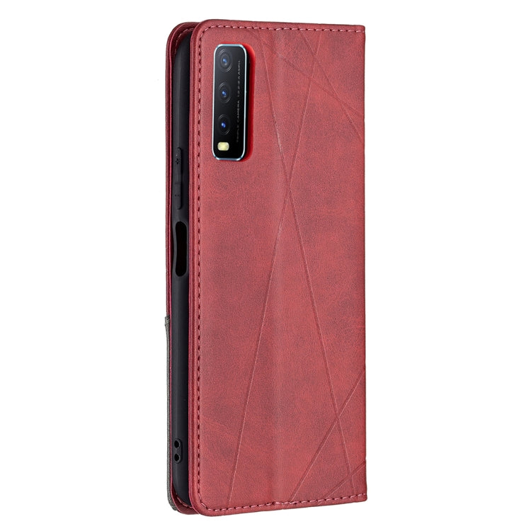 For vivo Y20 Rhombus Texture Horizontal Flip Magnetic Leather Case with Holder & Card Slots