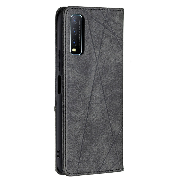 For vivo Y20 Rhombus Texture Horizontal Flip Magnetic Leather Case with Holder & Card Slots