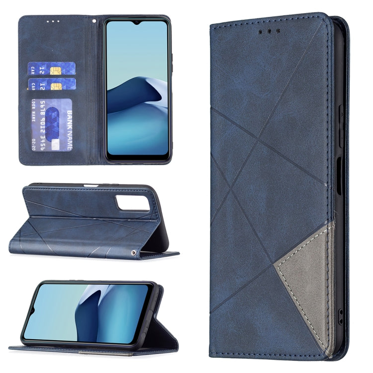 For vivo Y20 Rhombus Texture Horizontal Flip Magnetic Leather Case with Holder & Card Slots