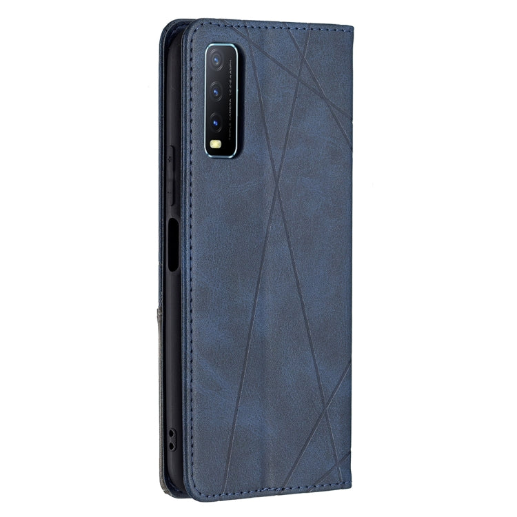 For vivo Y20 Rhombus Texture Horizontal Flip Magnetic Leather Case with Holder & Card Slots