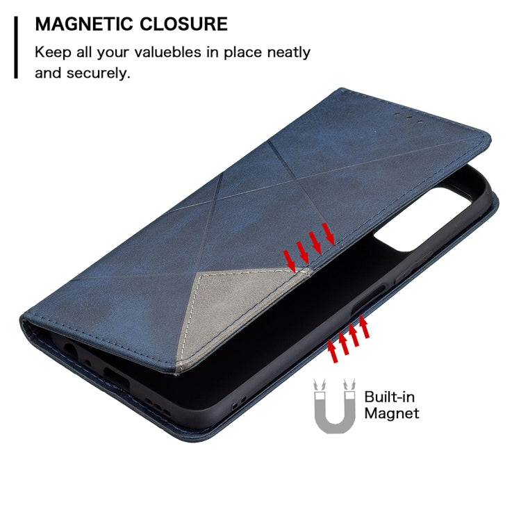 For vivo Y20 Rhombus Texture Horizontal Flip Magnetic Leather Case with Holder & Card Slots