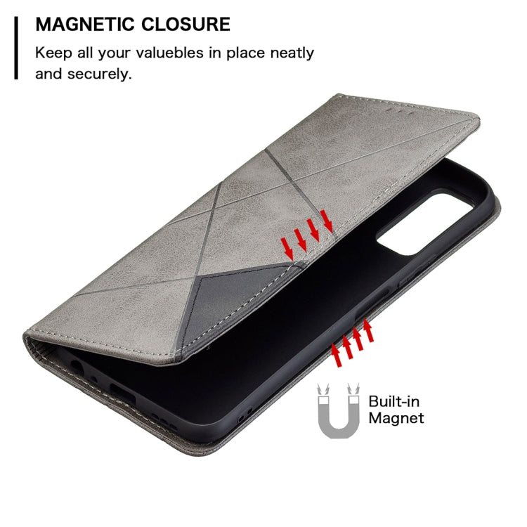 For vivo Y20 Rhombus Texture Horizontal Flip Magnetic Leather Case with Holder & Card Slots