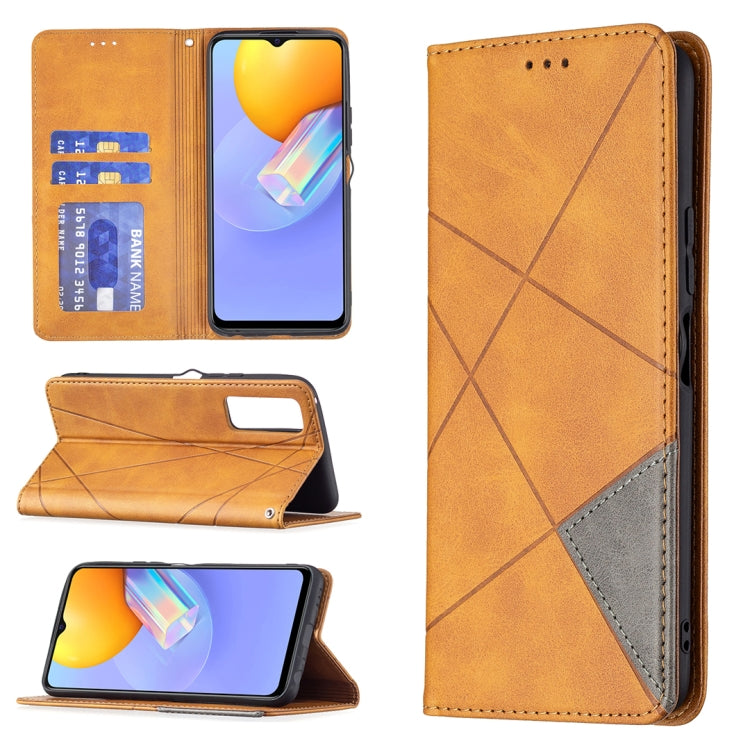 For vivo Y51 2020 / Y51a / Y51s Rhombus Texture Horizontal Flip Magnetic Leather Case with Holder & Card Slots