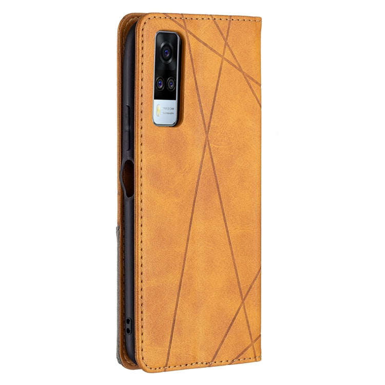 For vivo Y51 2020 / Y51a / Y51s Rhombus Texture Horizontal Flip Magnetic Leather Case with Holder & Card Slots