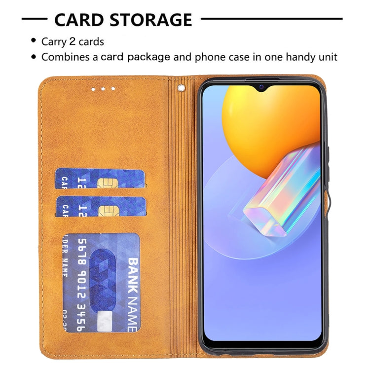 For vivo Y51 2020 / Y51a / Y51s Rhombus Texture Horizontal Flip Magnetic Leather Case with Holder & Card Slots