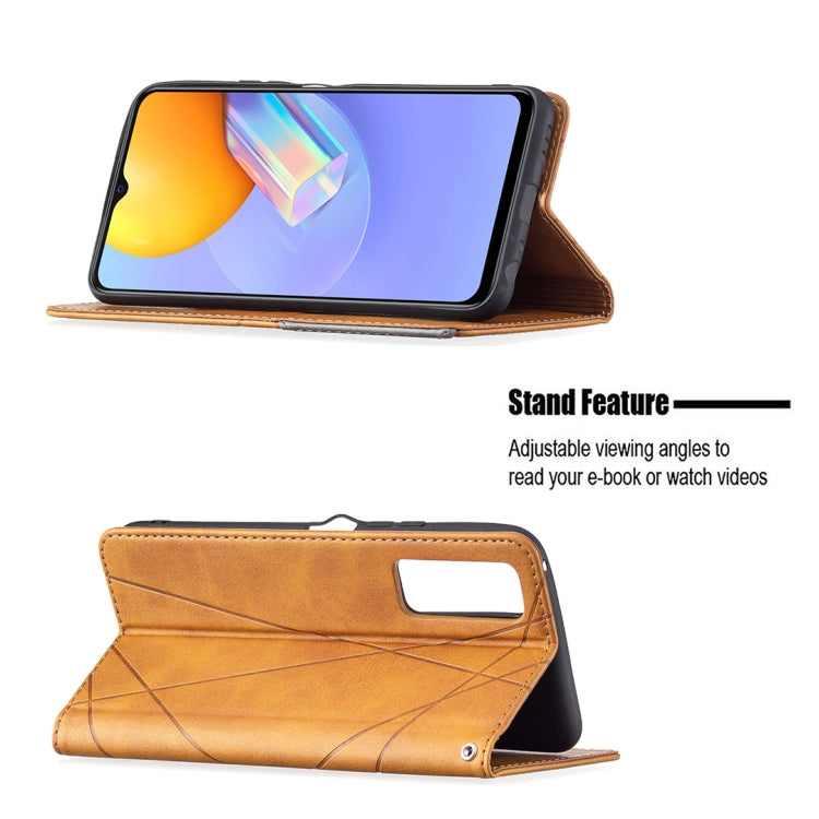 For vivo Y51 2020 / Y51a / Y51s Rhombus Texture Horizontal Flip Magnetic Leather Case with Holder & Card Slots