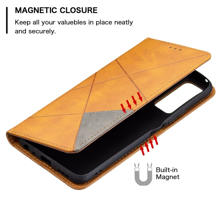 For vivo Y51 2020 / Y51a / Y51s Rhombus Texture Horizontal Flip Magnetic Leather Case with Holder & Card Slots