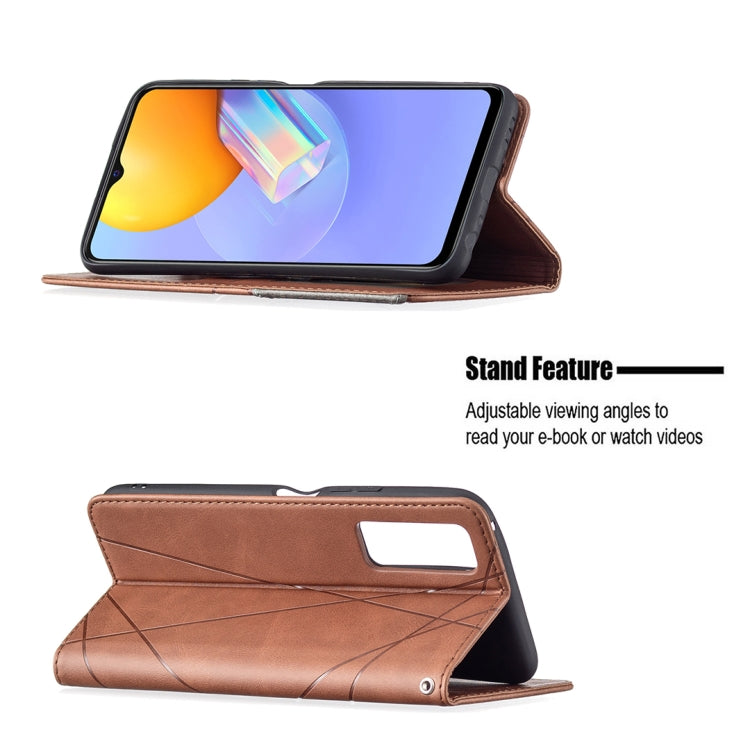 For vivo Y51 2020 / Y51a / Y51s Rhombus Texture Horizontal Flip Magnetic Leather Case with Holder & Card Slots