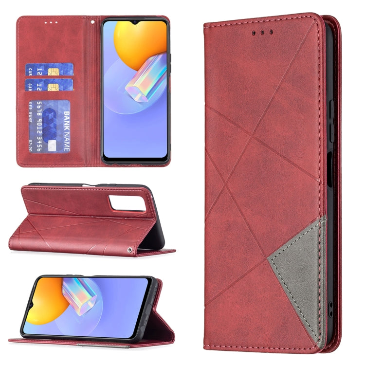 For vivo Y51 2020 / Y51a / Y51s Rhombus Texture Horizontal Flip Magnetic Leather Case with Holder & Card Slots