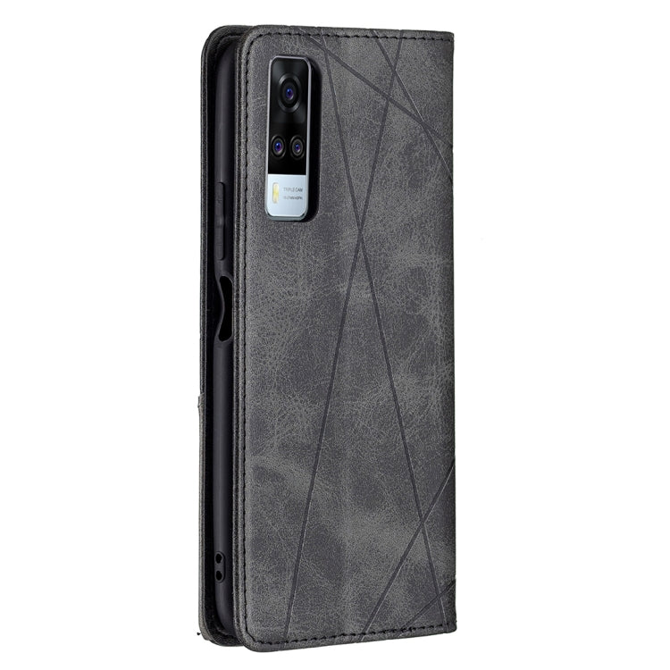 For vivo Y51 2020 / Y51a / Y51s Rhombus Texture Horizontal Flip Magnetic Leather Case with Holder & Card Slots
