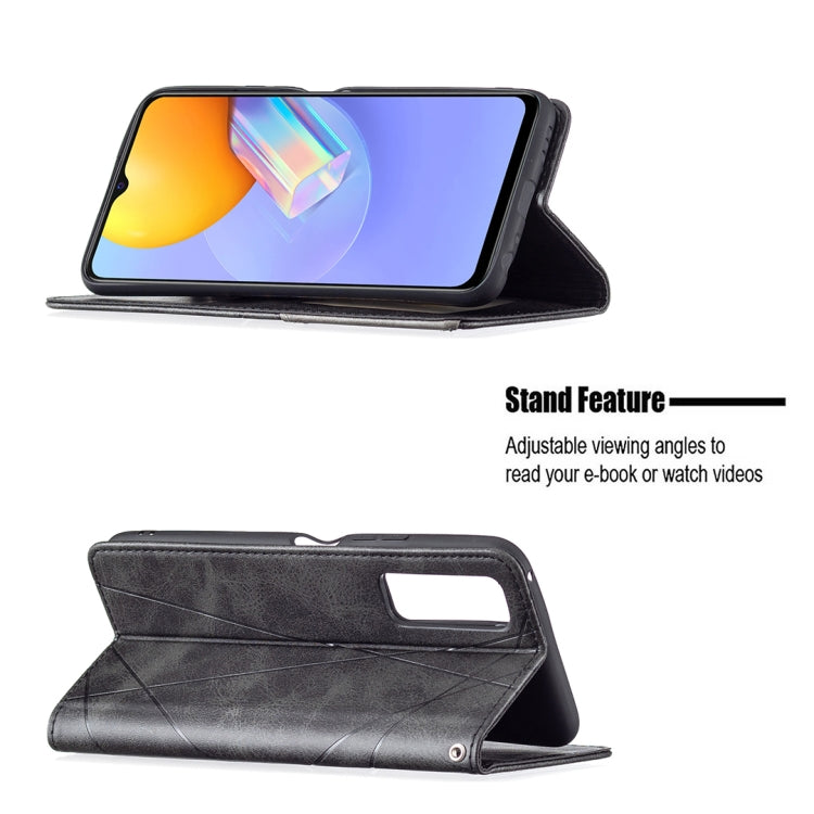For vivo Y51 2020 / Y51a / Y51s Rhombus Texture Horizontal Flip Magnetic Leather Case with Holder & Card Slots