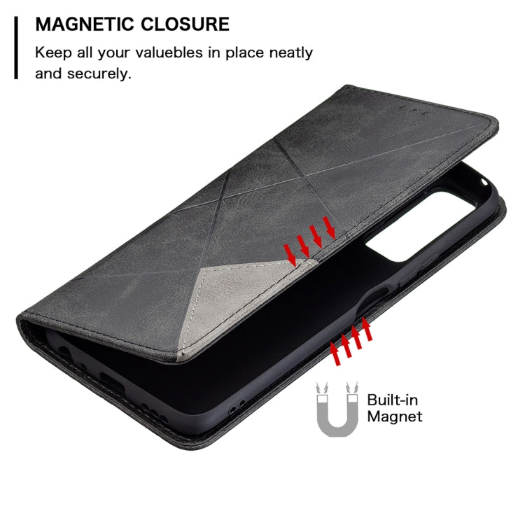 For vivo Y51 2020 / Y51a / Y51s Rhombus Texture Horizontal Flip Magnetic Leather Case with Holder & Card Slots