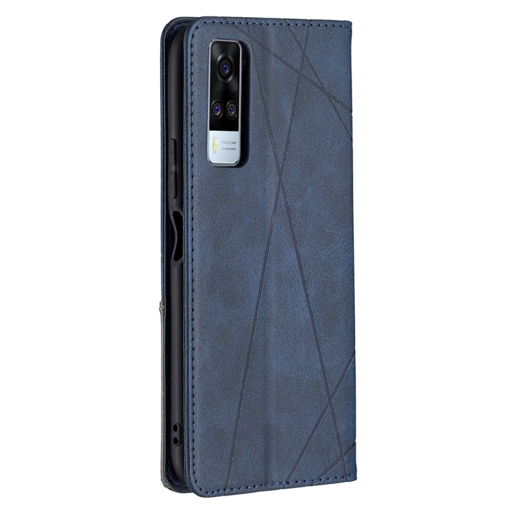 For vivo Y51 2020 / Y51a / Y51s Rhombus Texture Horizontal Flip Magnetic Leather Case with Holder & Card Slots