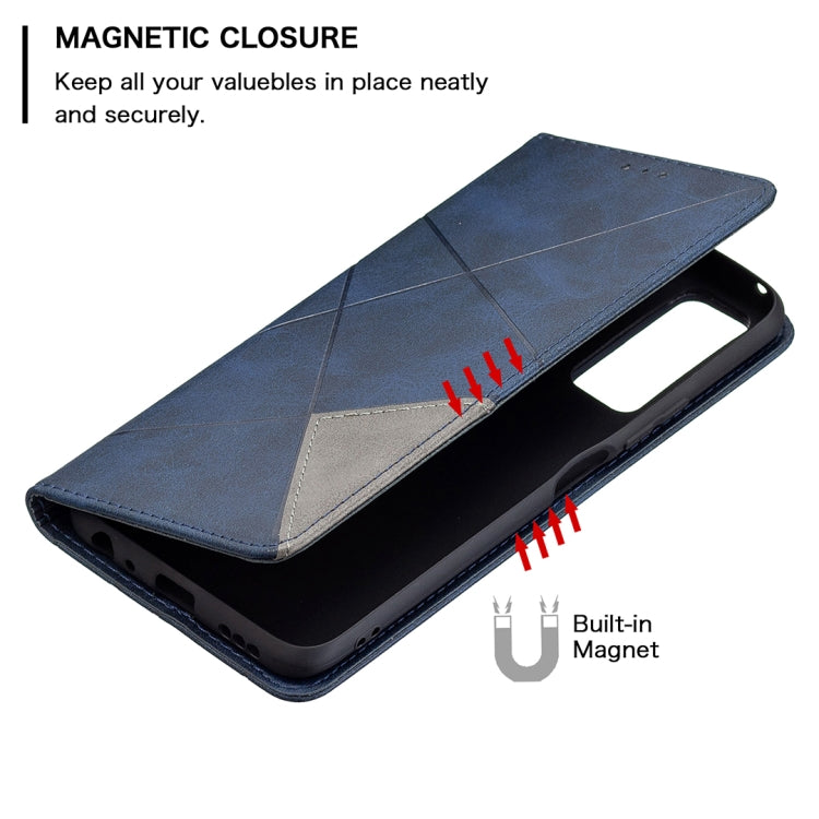 For vivo Y51 2020 / Y51a / Y51s Rhombus Texture Horizontal Flip Magnetic Leather Case with Holder & Card Slots