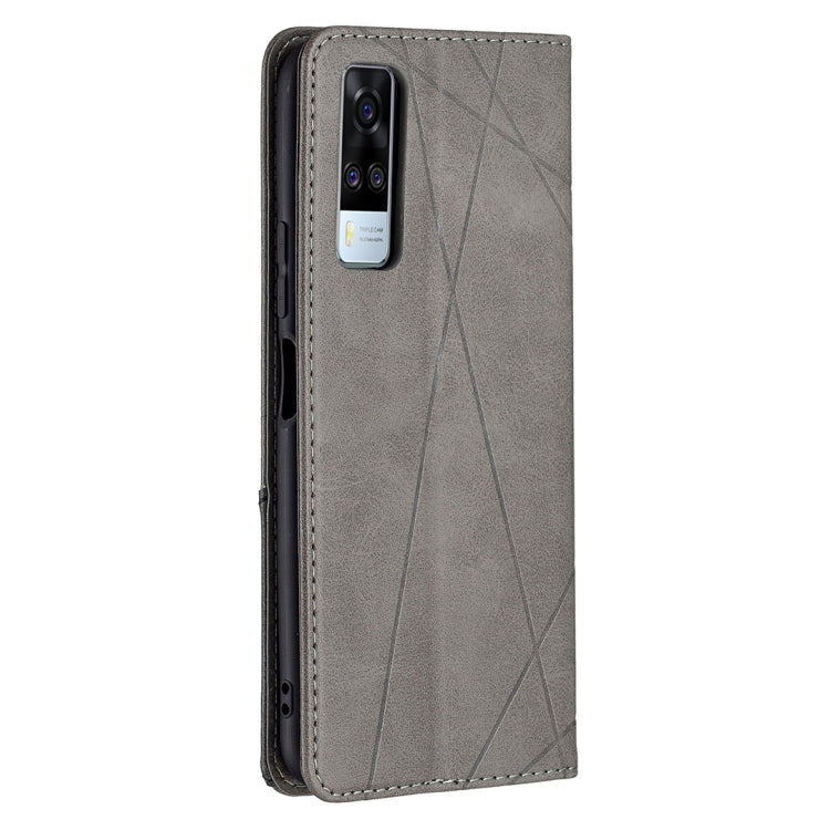 For vivo Y51 2020 / Y51a / Y51s Rhombus Texture Horizontal Flip Magnetic Leather Case with Holder & Card Slots