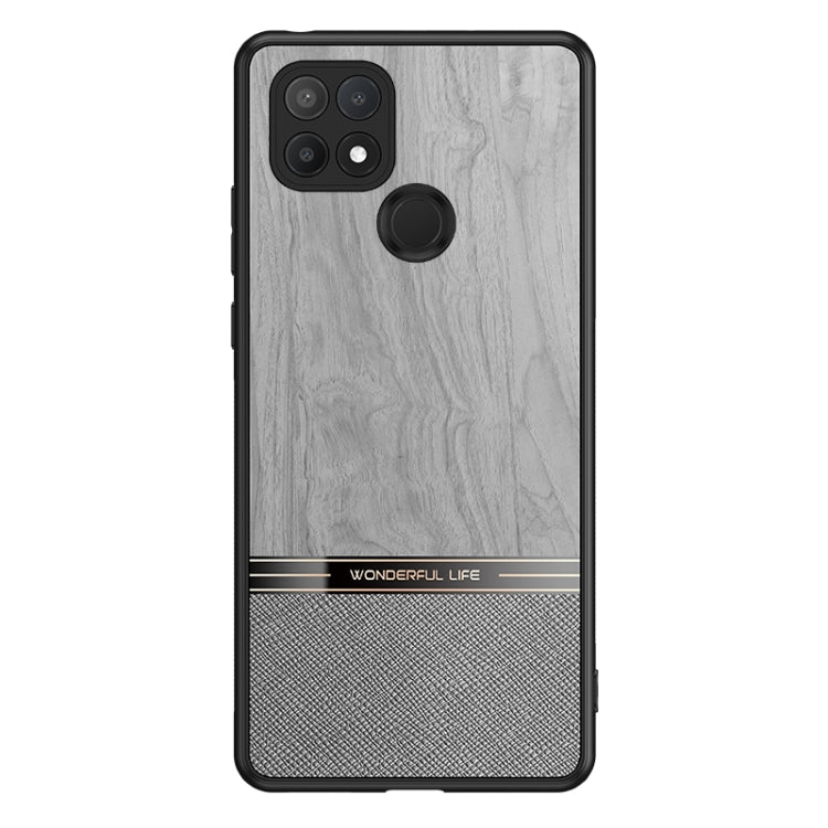 For OPPO A35 Shang Rui Wood Grain Skin PU + TPU Shockproof Case