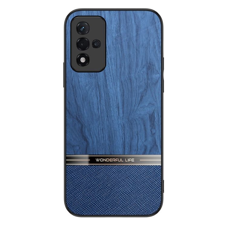 For OPPO A93s Shang Rui Wood Grain Skin PU + TPU Shockproof Case