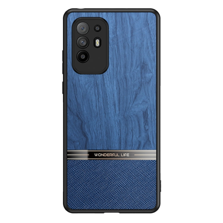 For OPPO A94 5G Shang Rui Wood Grain Skin PU + TPU Shockproof Case