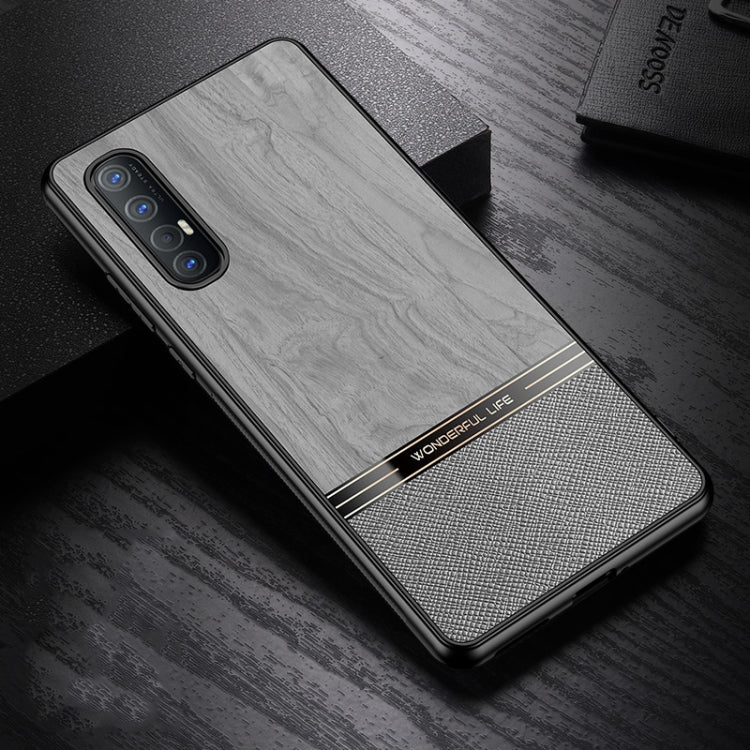 For OPPO Reno3 Pro Shang Rui Wood Grain Skin PU + TPU Shockproof Case