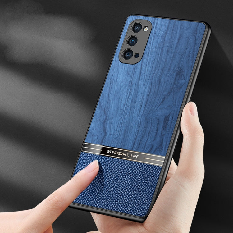 For OPPO Reno3 Pro Shang Rui Wood Grain Skin PU + TPU Shockproof Case