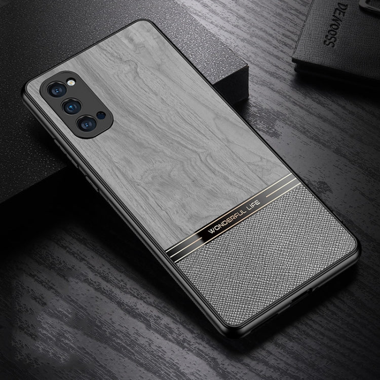 For OPPO Reno4 Pro Shang Rui Wood Grain Skin PU + TPU Shockproof Case