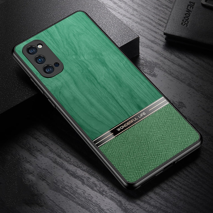 For OPPO Reno4 Pro Shang Rui Wood Grain Skin PU + TPU Shockproof Case