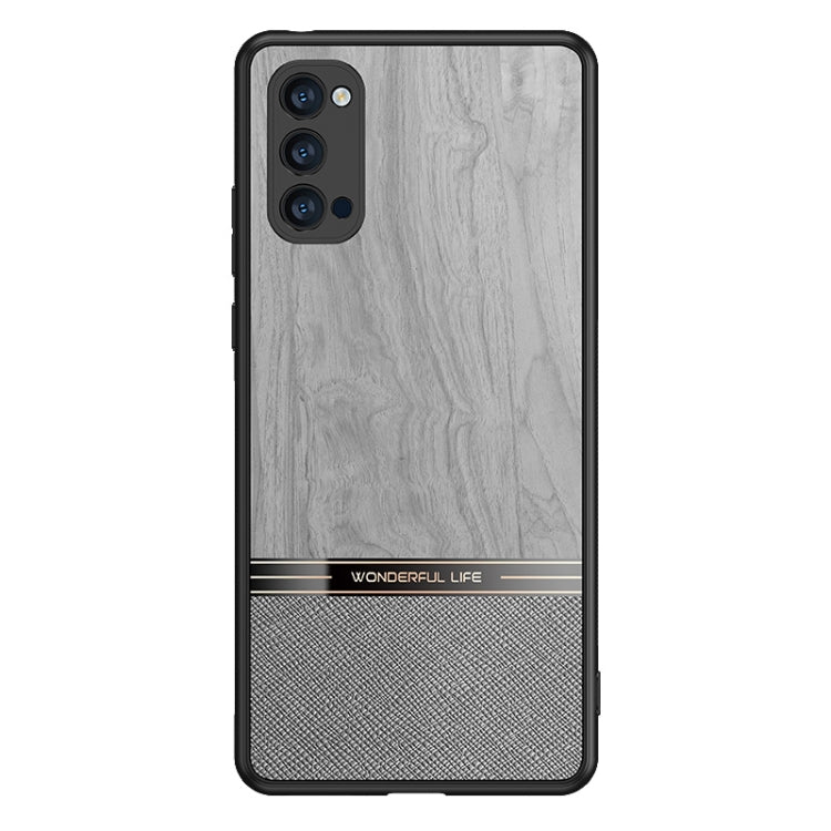 For OPPO Reno4 Shang Rui Wood Grain Skin PU + TPU Shockproof Case