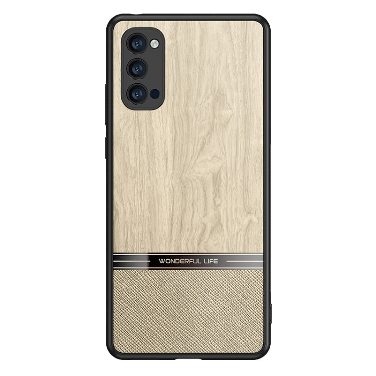 For OPPO Reno4 Shang Rui Wood Grain Skin PU + TPU Shockproof Case