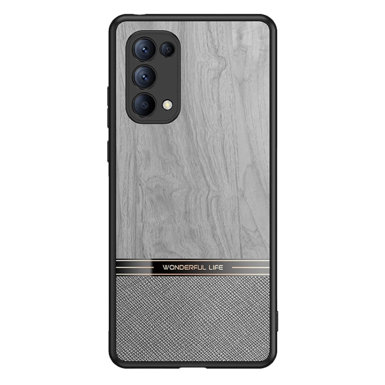 For OPPO Reno5 5G Shang Rui Wood Grain Skin PU + TPU Shockproof Case