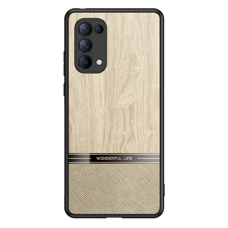 For OPPO Reno5 5G Shang Rui Wood Grain Skin PU + TPU Shockproof Case