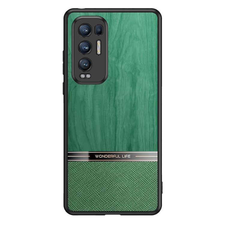 For OPPO Reno5 Pro+ 5G Shang Rui Wood Grain Skin PU + TPU Shockproof Case