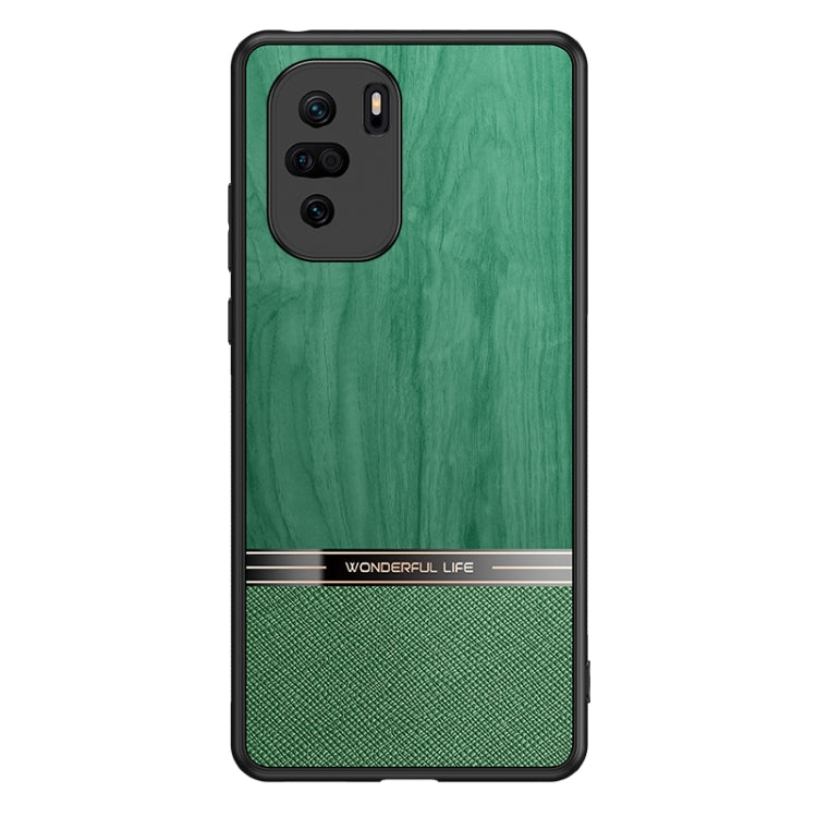 For Xiaomi Redmi K40 Shang Rui Wood Grain Skin PU + TPU Shockproof Case