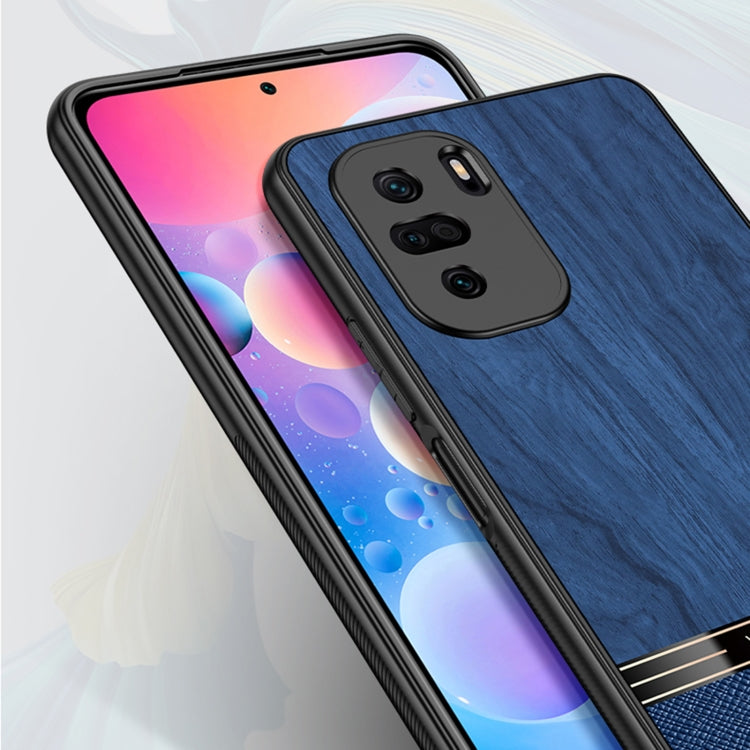 For Xiaomi Redmi K40 Shang Rui Wood Grain Skin PU + TPU Shockproof Case