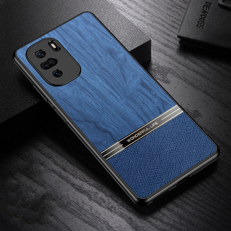 For Xiaomi Redmi K40 Shang Rui Wood Grain Skin PU + TPU Shockproof Case