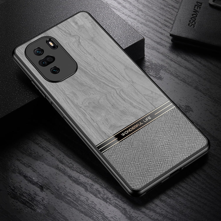 For Xiaomi Redmi K40 Pro Shang Rui Wood Grain Skin PU + TPU Shockproof Case