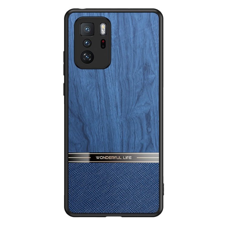 For Xiaomi Redmi Note 10 Pro Shang Rui Wood Grain Skin PU + TPU Shockproof Case