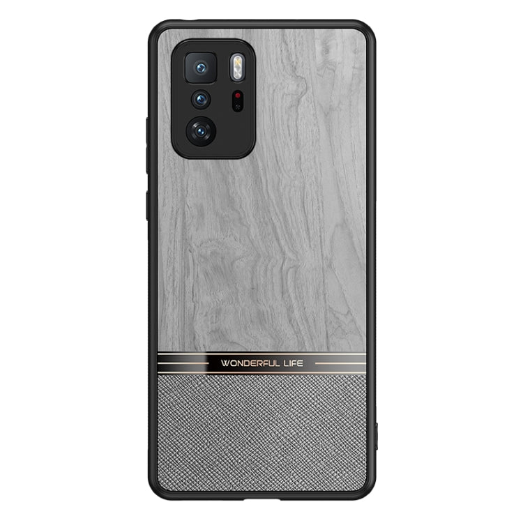 For Xiaomi Redmi Note 10 Pro Shang Rui Wood Grain Skin PU + TPU Shockproof Case